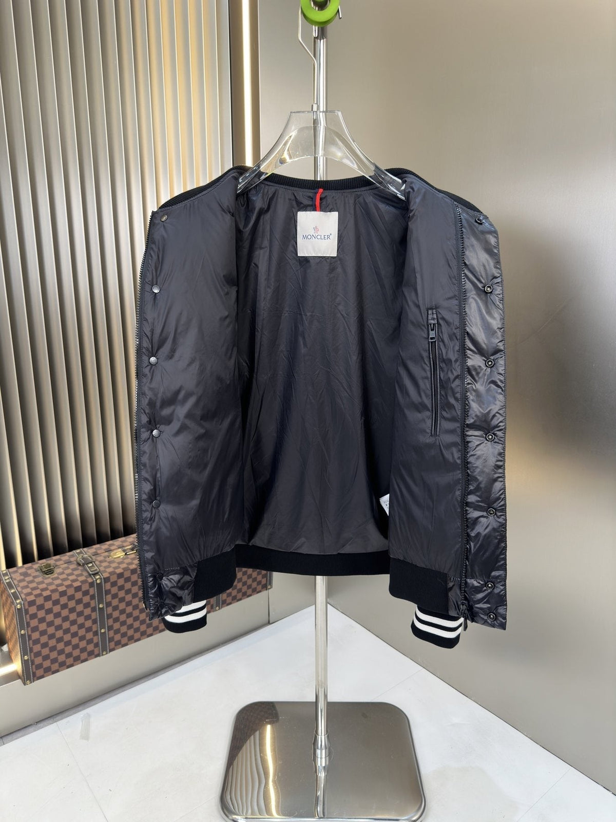 Moncler Quilted Varsity Coat — detail
