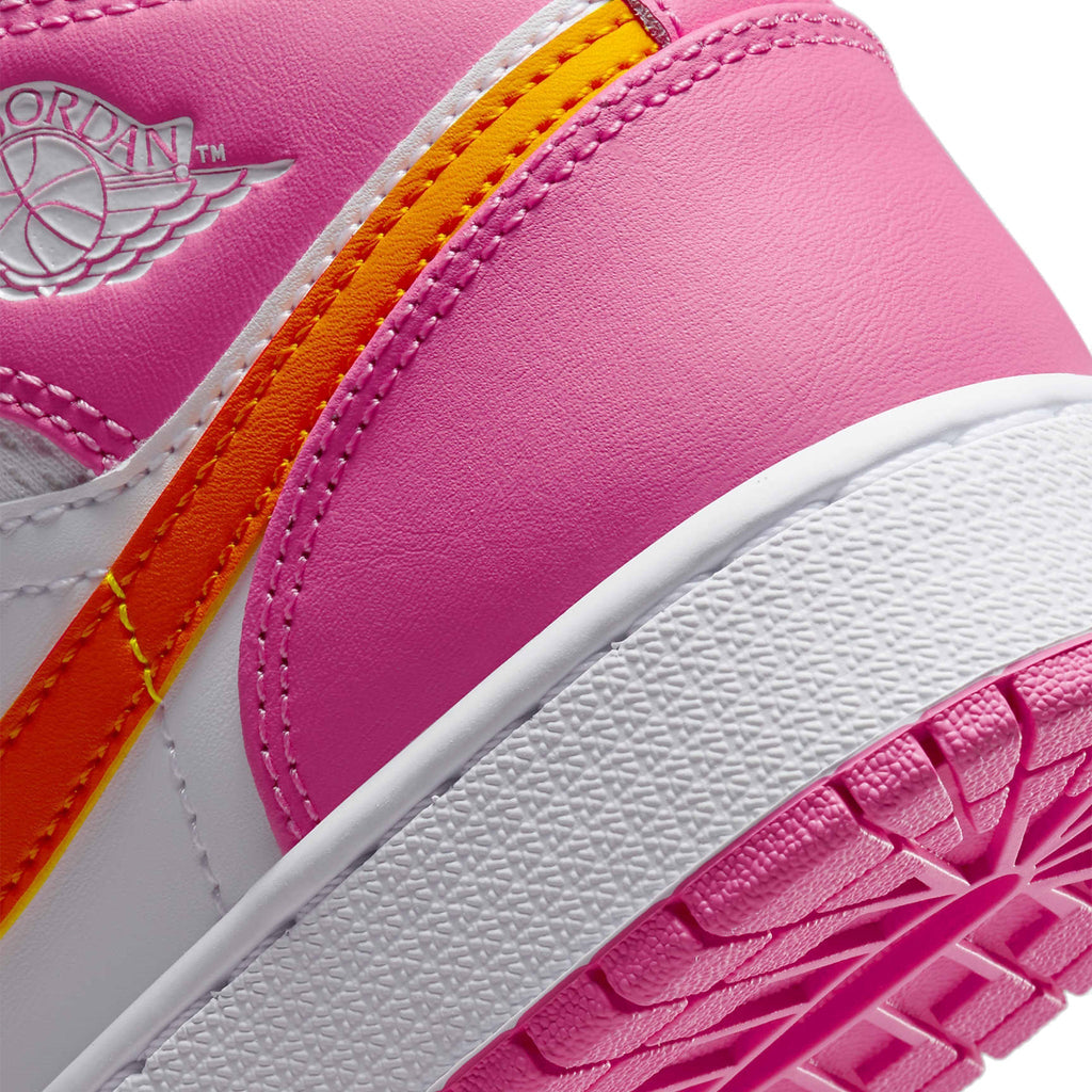 Air Jordan 1 Mid Pinksickle Safety Orange (GS) Sneakers - Pink
