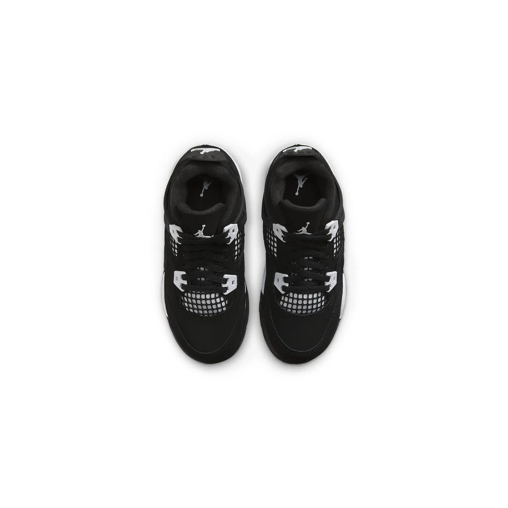 Air Jordan 4 Retro White Thunder (PS) Sneakers - Black