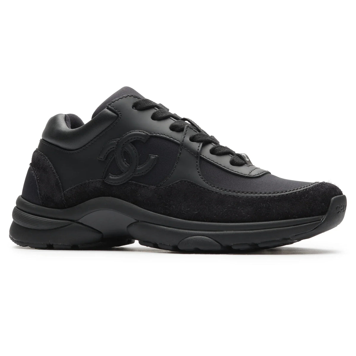 Chanel CC Logo Suede Triple Black Sneaker