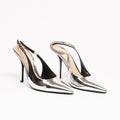 Gucci Silver Leather Slingback Pump