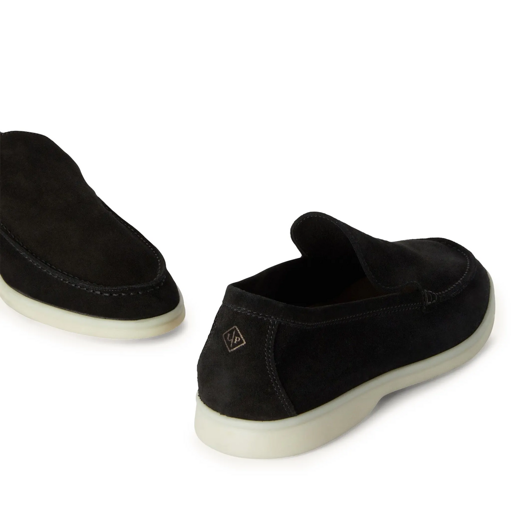 Loro Piana Summer Walk Suede Black Loafers