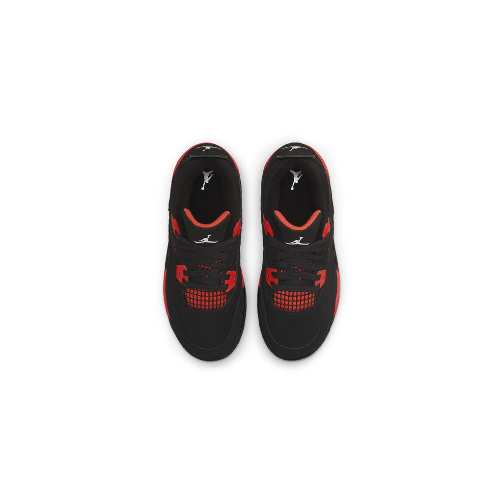 Air Jordan 4 Retro Red Thunder (PS) Sneakers - Black