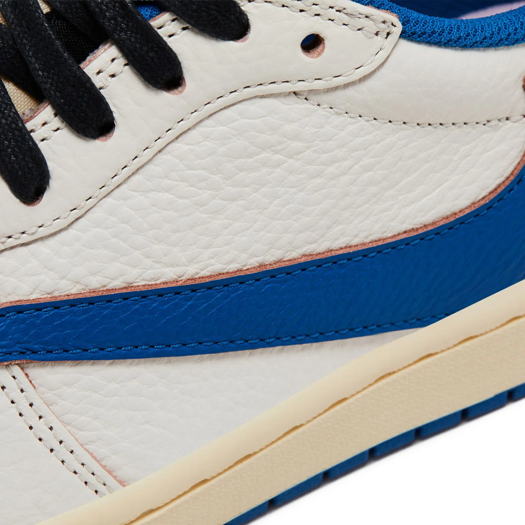 Fragment Design x Travis Scott x Air Jordan 1 Retro Low OG SP Sail Military Blue Sneakers