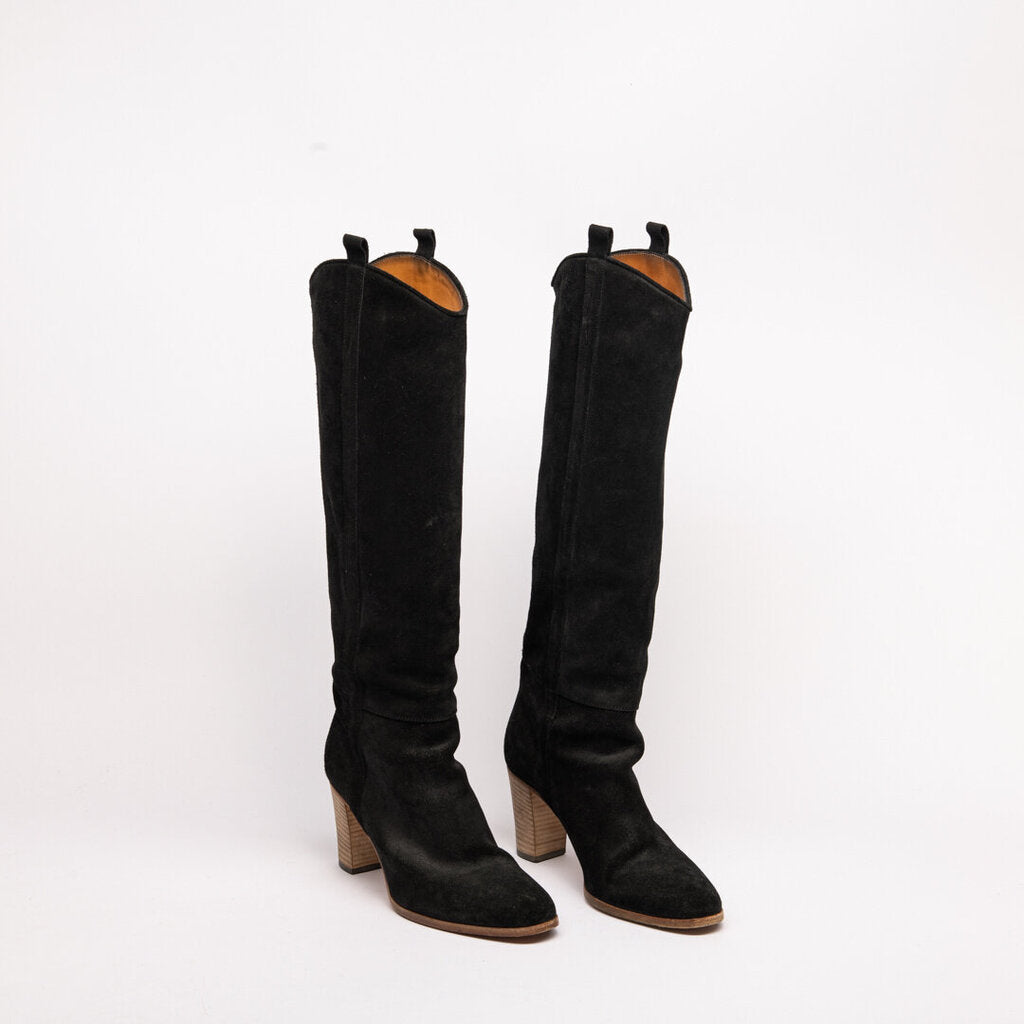Barneys New York Black Suede Heeled Boots