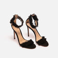 Gianvito Rossi Black Suede Fringe Strap Heels