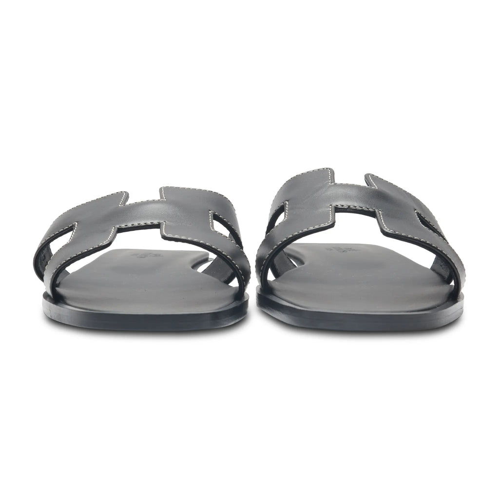 Hermes Paris Oran Black Sandal (Minor Dents)