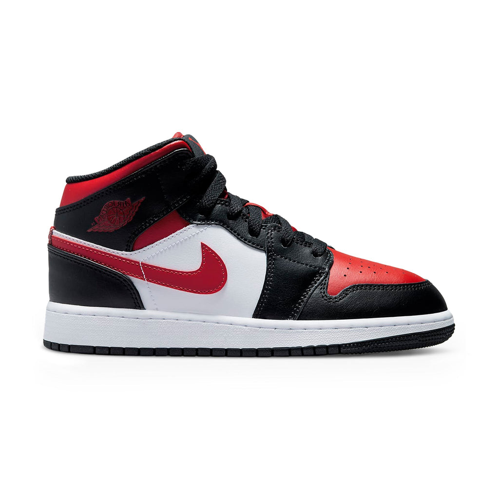 Air Jordan 1 Mid Black Fire Red (GS) Sneakers