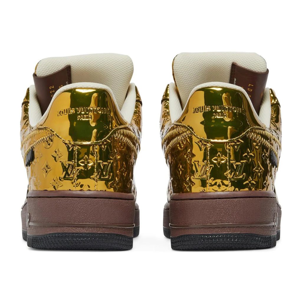 Louis Vuitton x Nike Air Force 1 Low Metallic Gold Sneakers