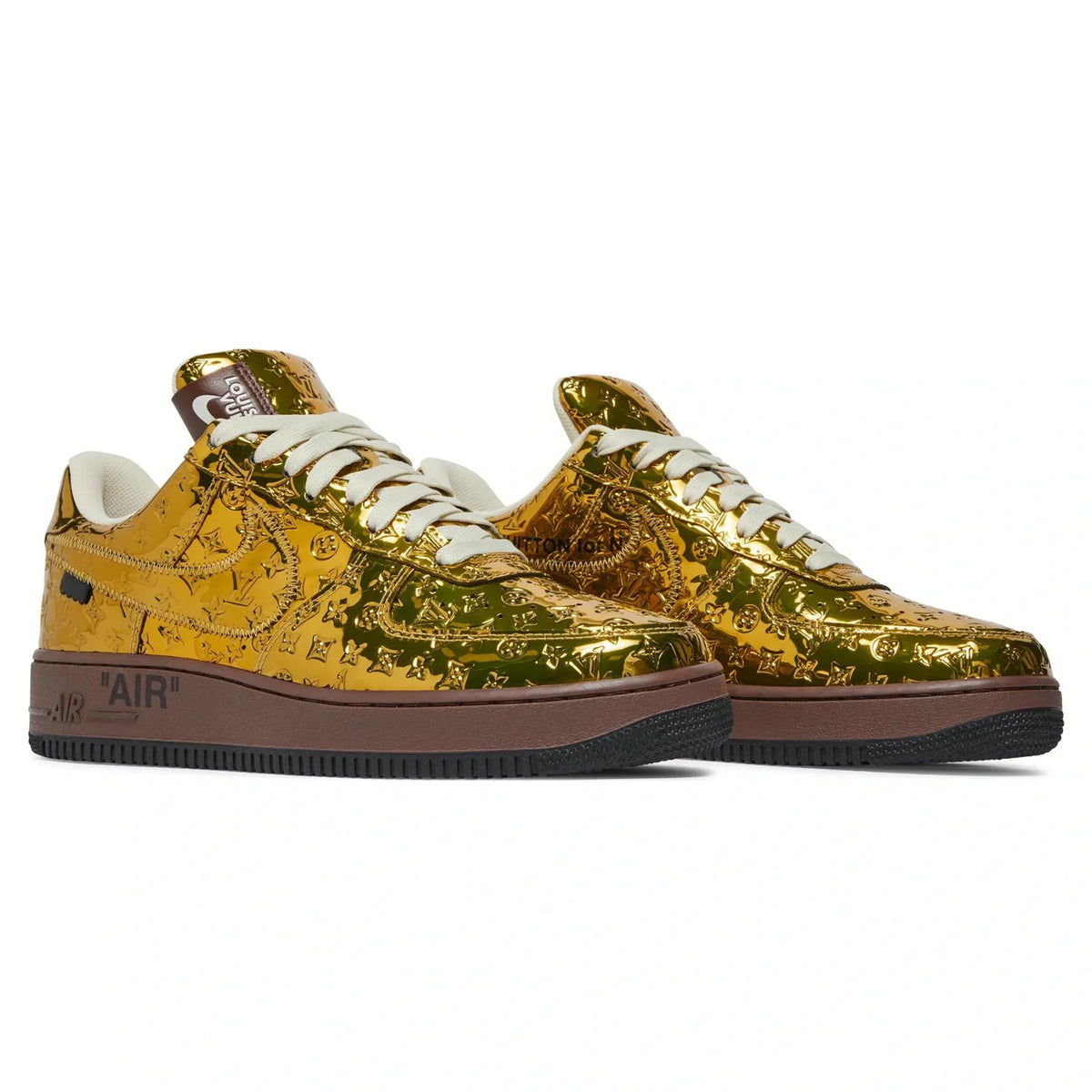 Louis Vuitton x Nike Air Force 1 Low Metallic Gold Sneakers