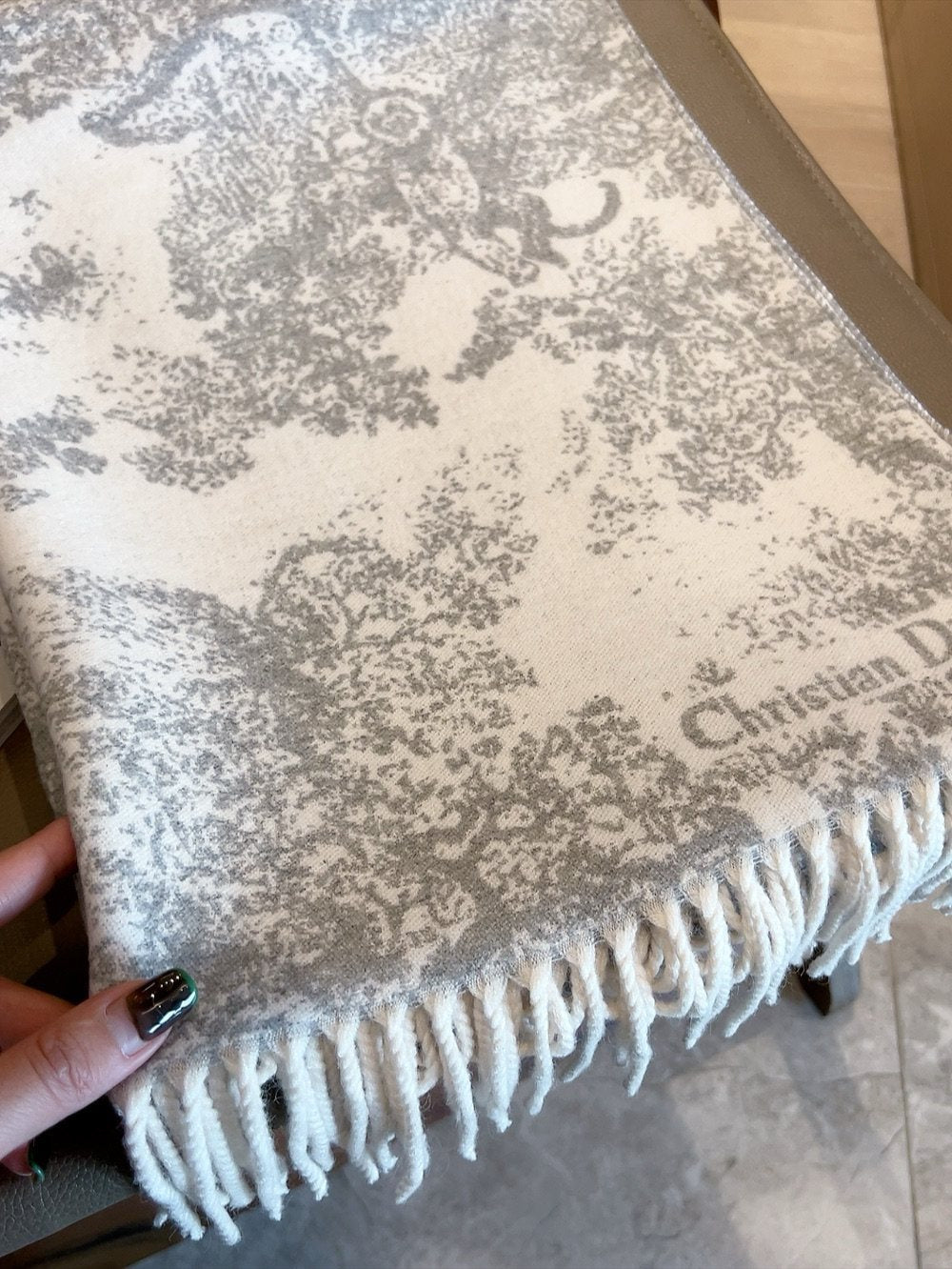 Dior Animal Toile Fringed Scarf — detail