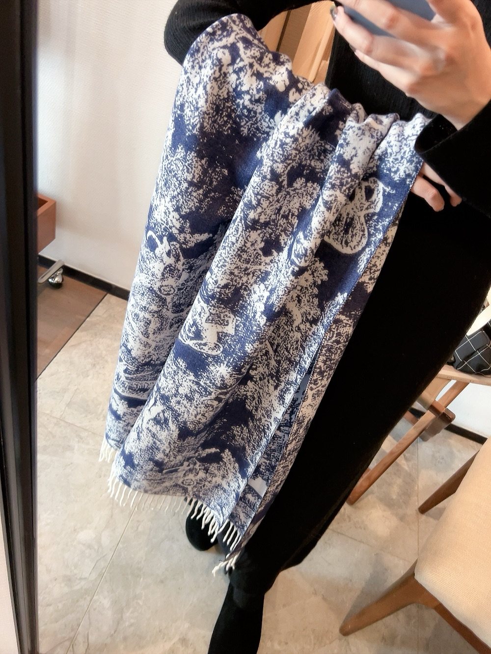 Dior Animal Print Fringed Scarf — model