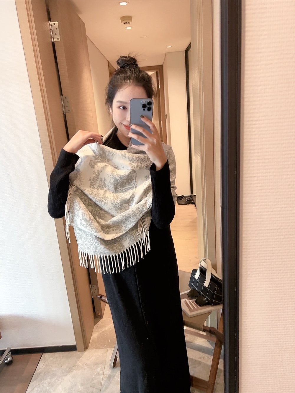 Dior Animal Print Fringed Scarf — hero