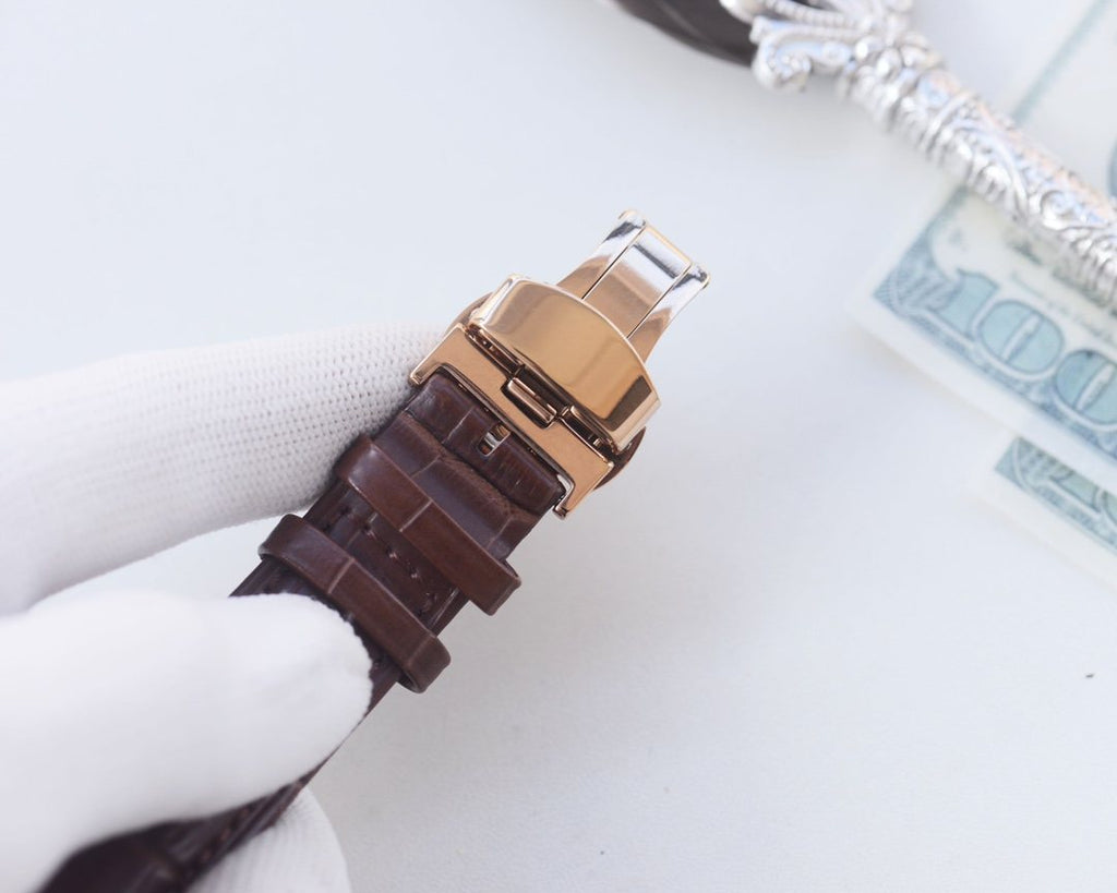 Vacheron Constantin Rose Gold Brown Dial Strap Watch — detail
