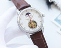 Patek Philippe Brown Silver White Dial Strap Watch — hero