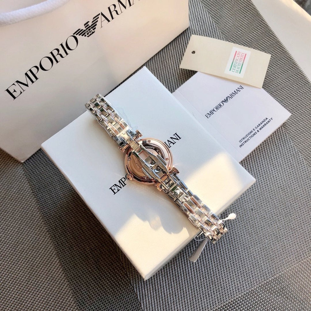 EMPORIO ARMANI Crystal Dial Two-Tone Watch — detail