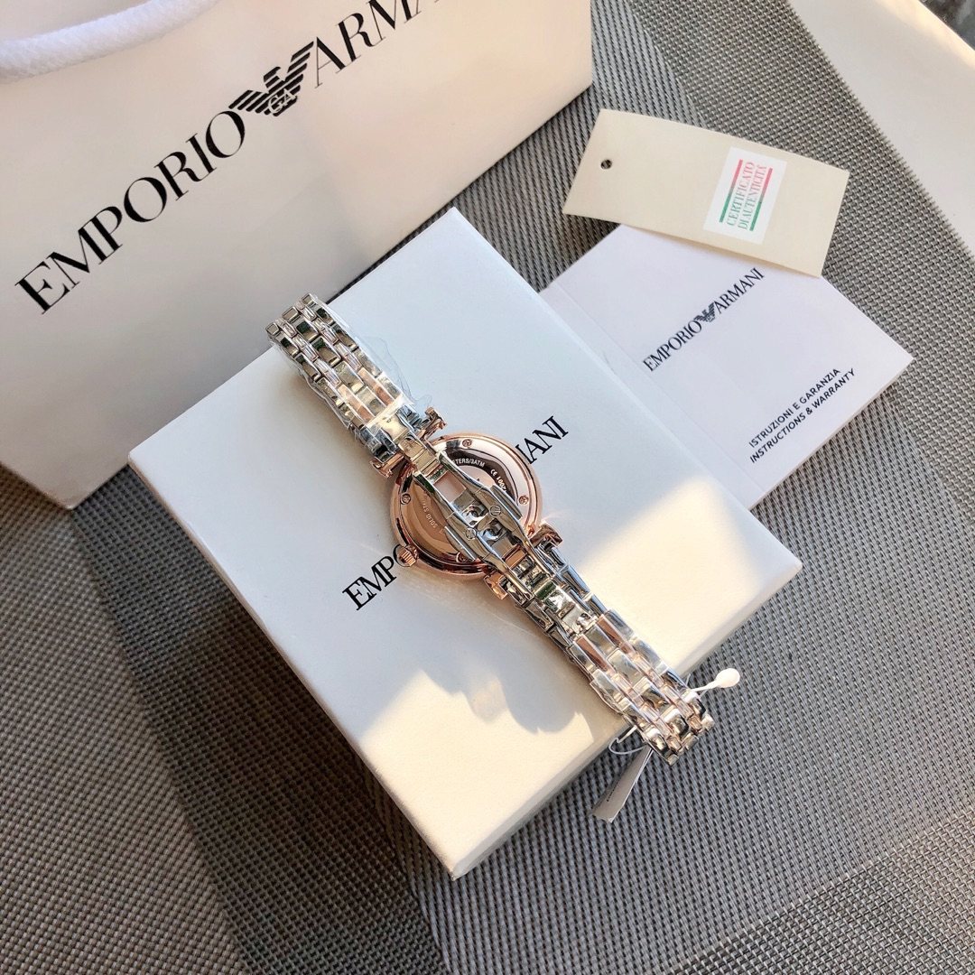 EMPORIO ARMANI Crystal Dial Two-Tone Watch — detail