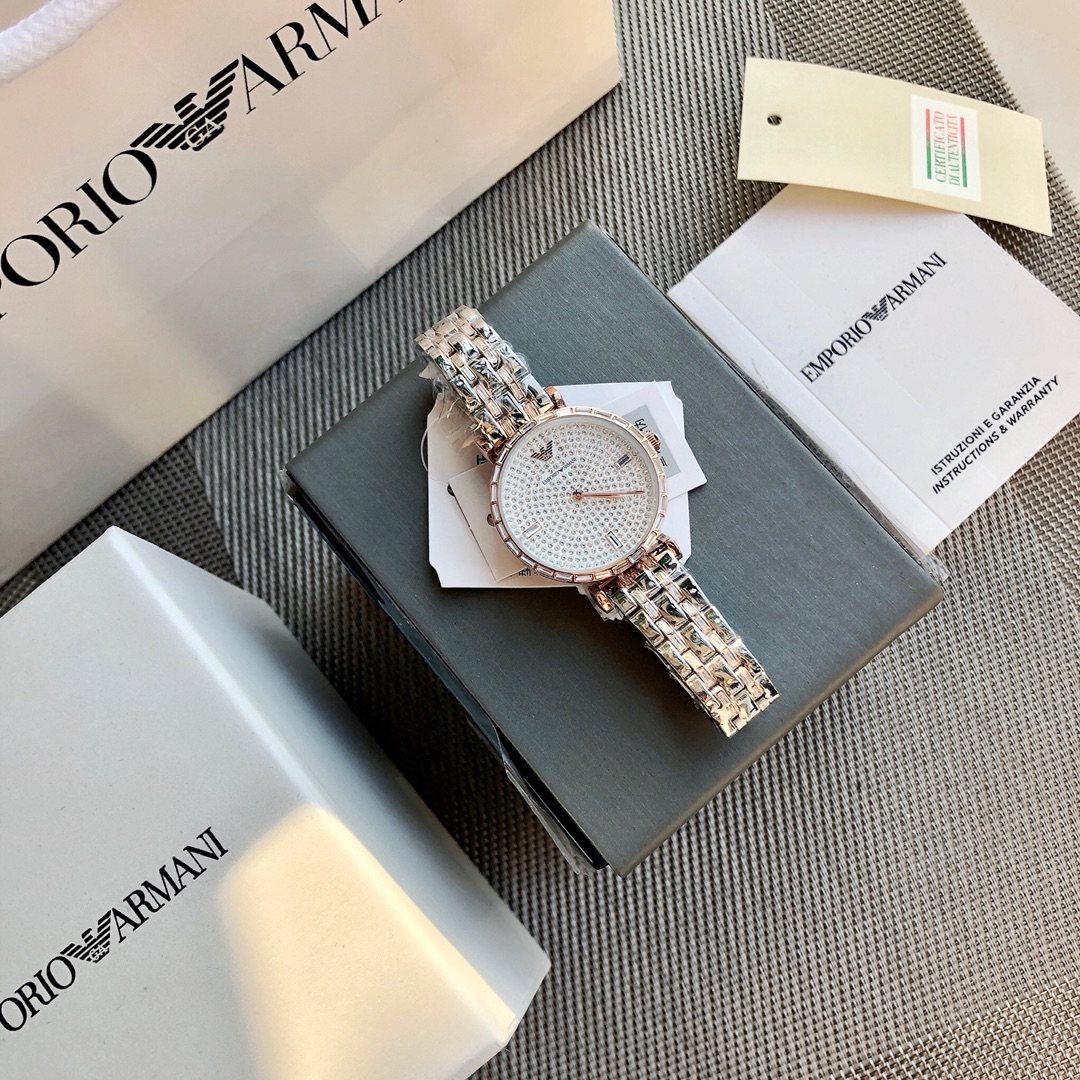 EMPORIO ARMANI Crystal Dial Two-Tone Watch — front