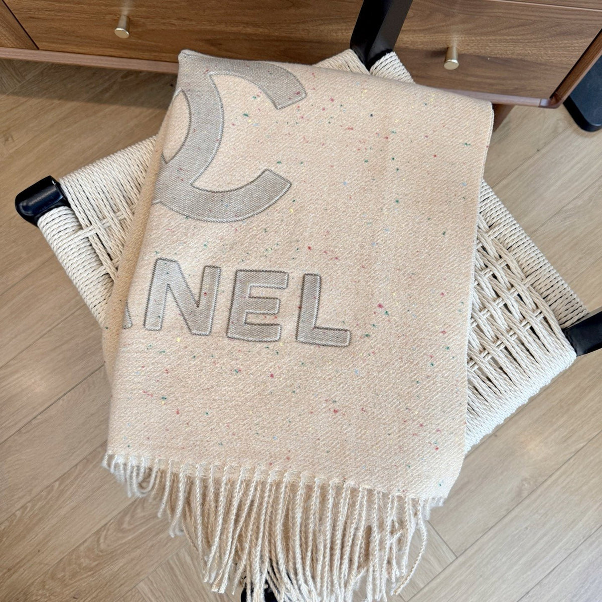 Chanel Graphic Fringed Scarf — front