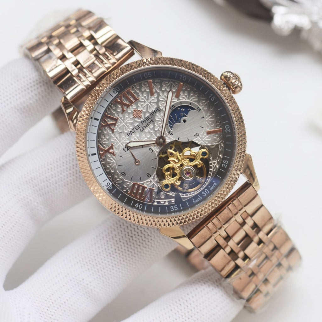 Patek Philippe Rose Gold Silver Dial Bracelet Watch — hero