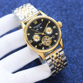 Patek Philippe Gold Two Tone Black Dial Bracelet Watch — hero