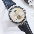 Patek Philippe Blue Silver Leather Strap Watch — hero