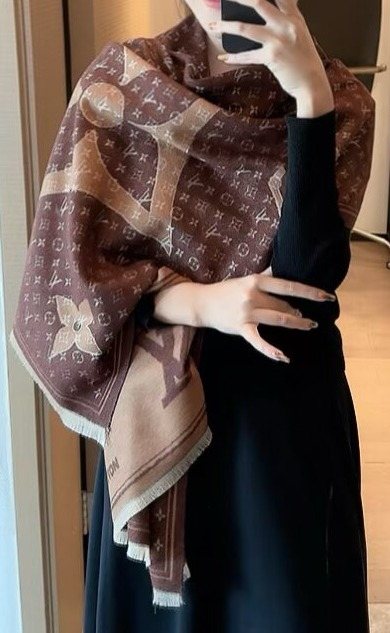 Louis Vuitton Monogram-Style Fringe Scarf — hero