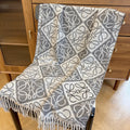 Gray and Beige Loop Pattern Fringed Knitted Scarf — hero
