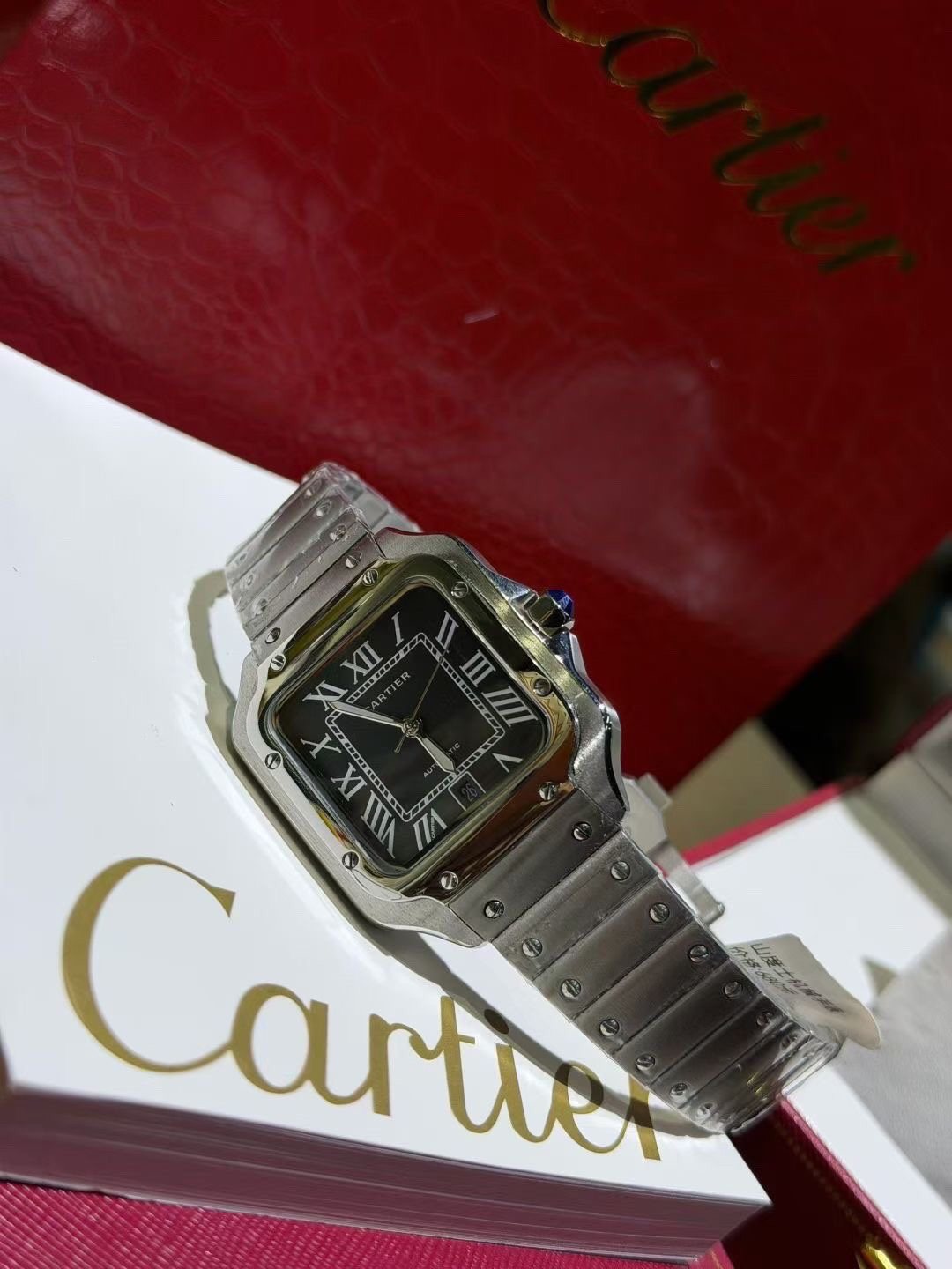 Cartier Black Dial Square Watch — front