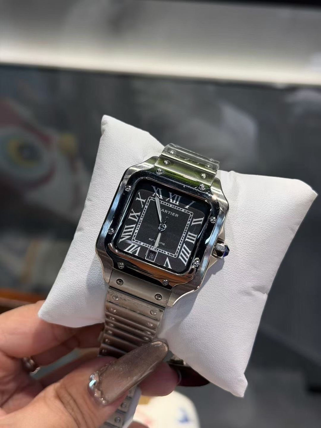 Cartier Black Dial Square Watch — front