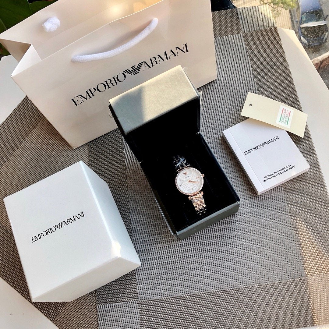 EMPORIO ARMANI Crystal Dial Watch — front