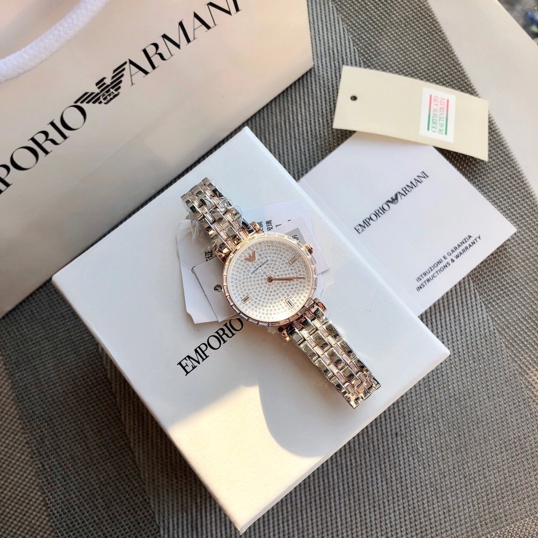 EMPORIO ARMANI Crystal Dial Watch — front