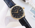 Longines Gold Blue Black Dial Leather Strap Watch — hero