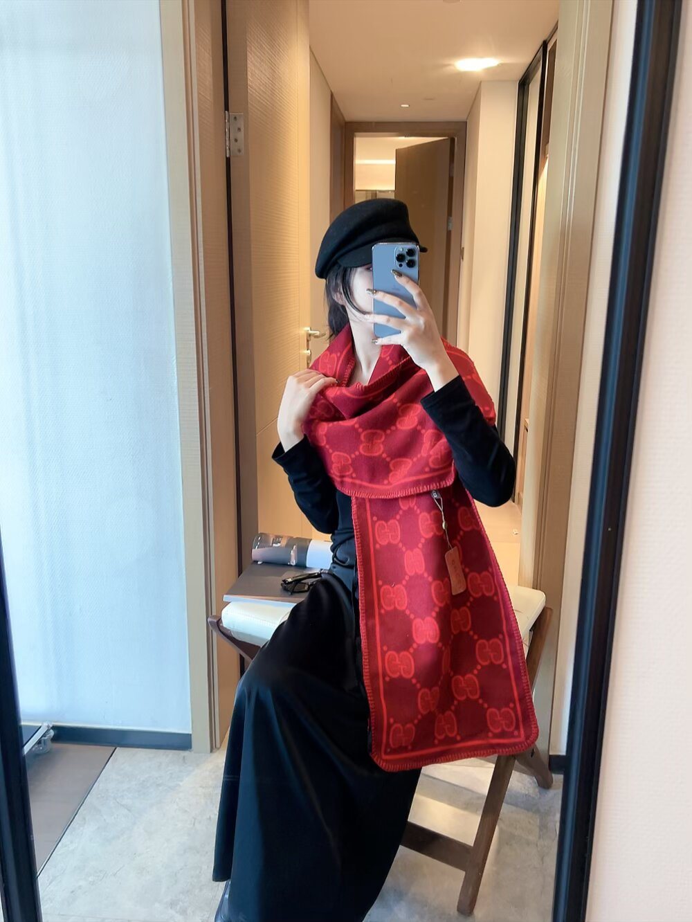 Gucci GG Monogram Scarf — model