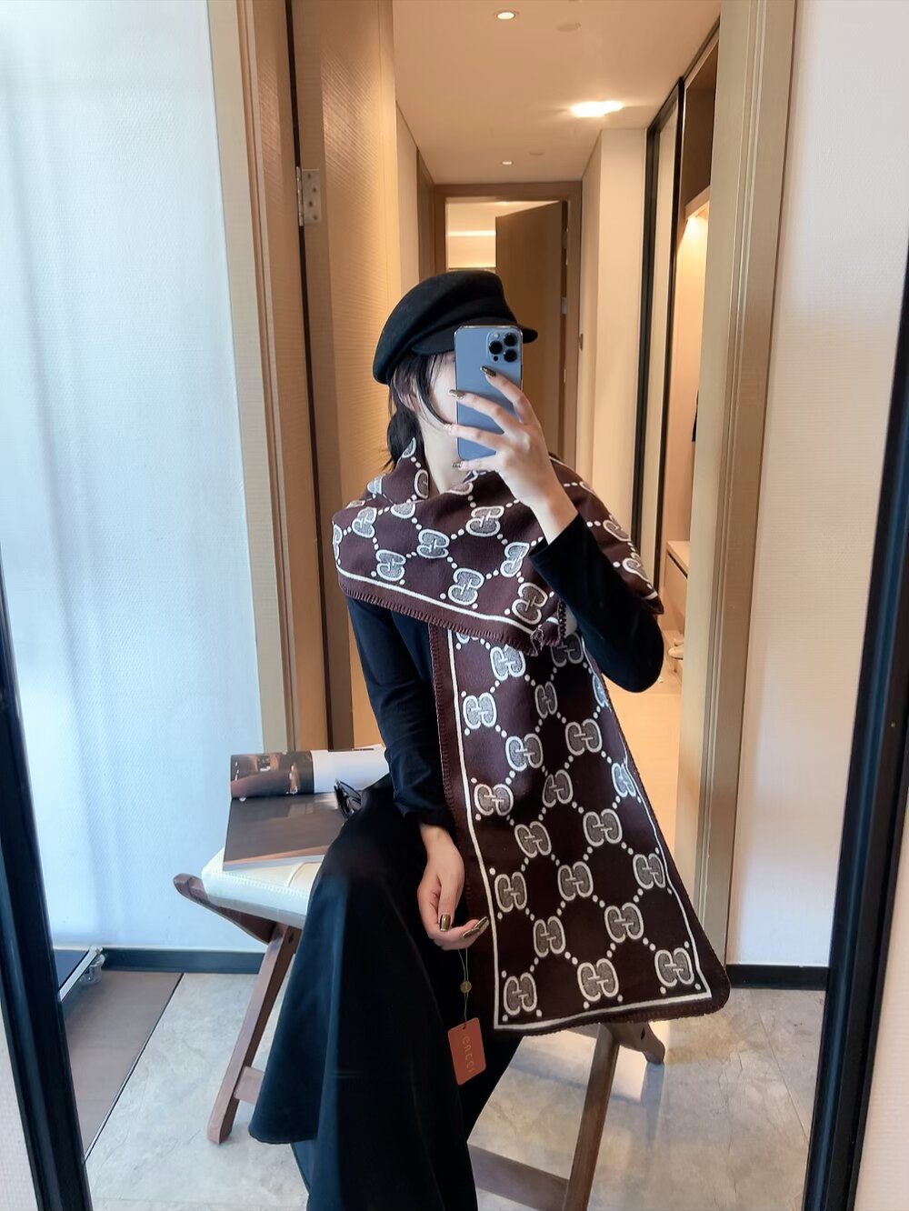 Gucci GG Monogram Scarf — model