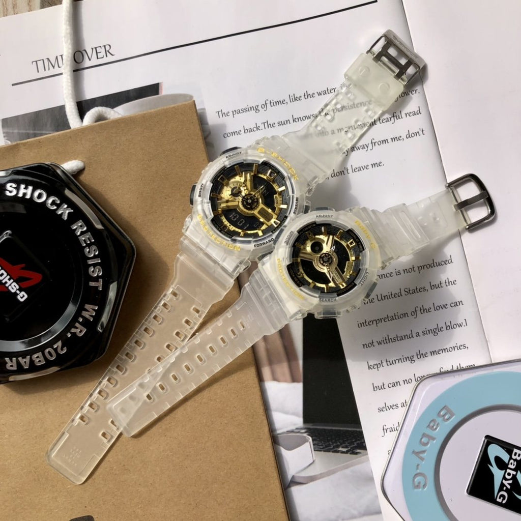 Casio Transparent White Couple Watch Set — hero