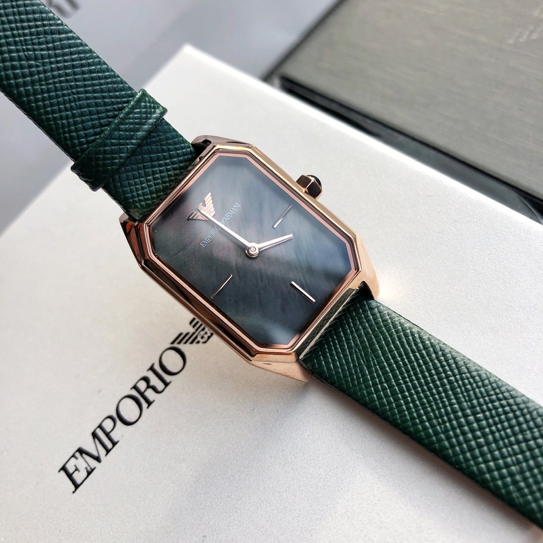 Armani Dark Green Strap Watch — front