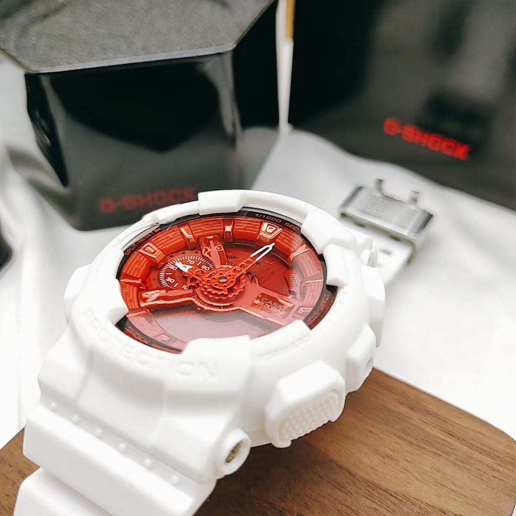 CASIO White Red Dial Watch — detail