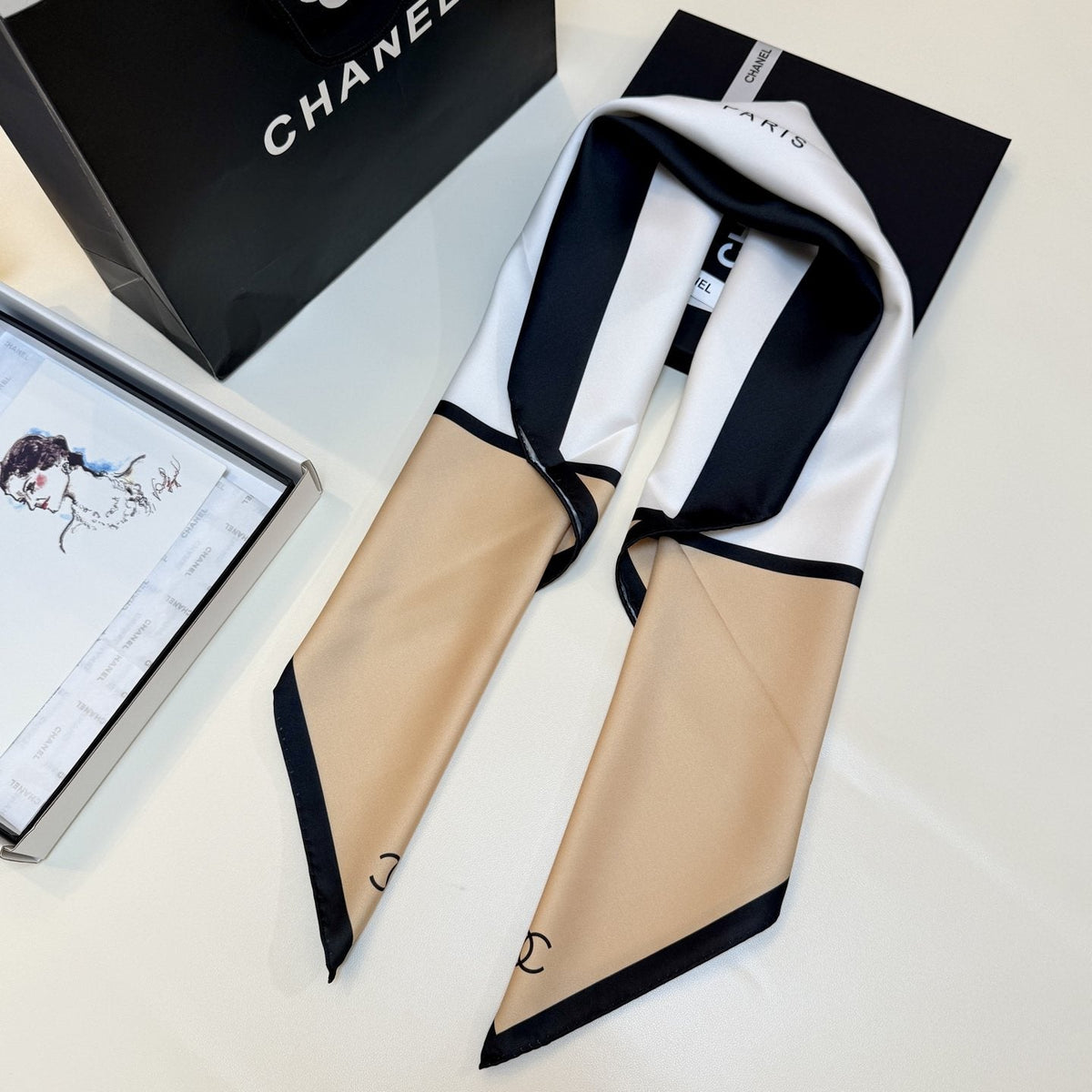 Chanel Geometric Color-Block Square Scarf — front