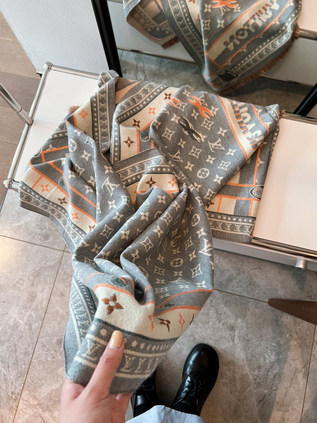 Louis Vuitton Monogram Fringe Scarf — detail