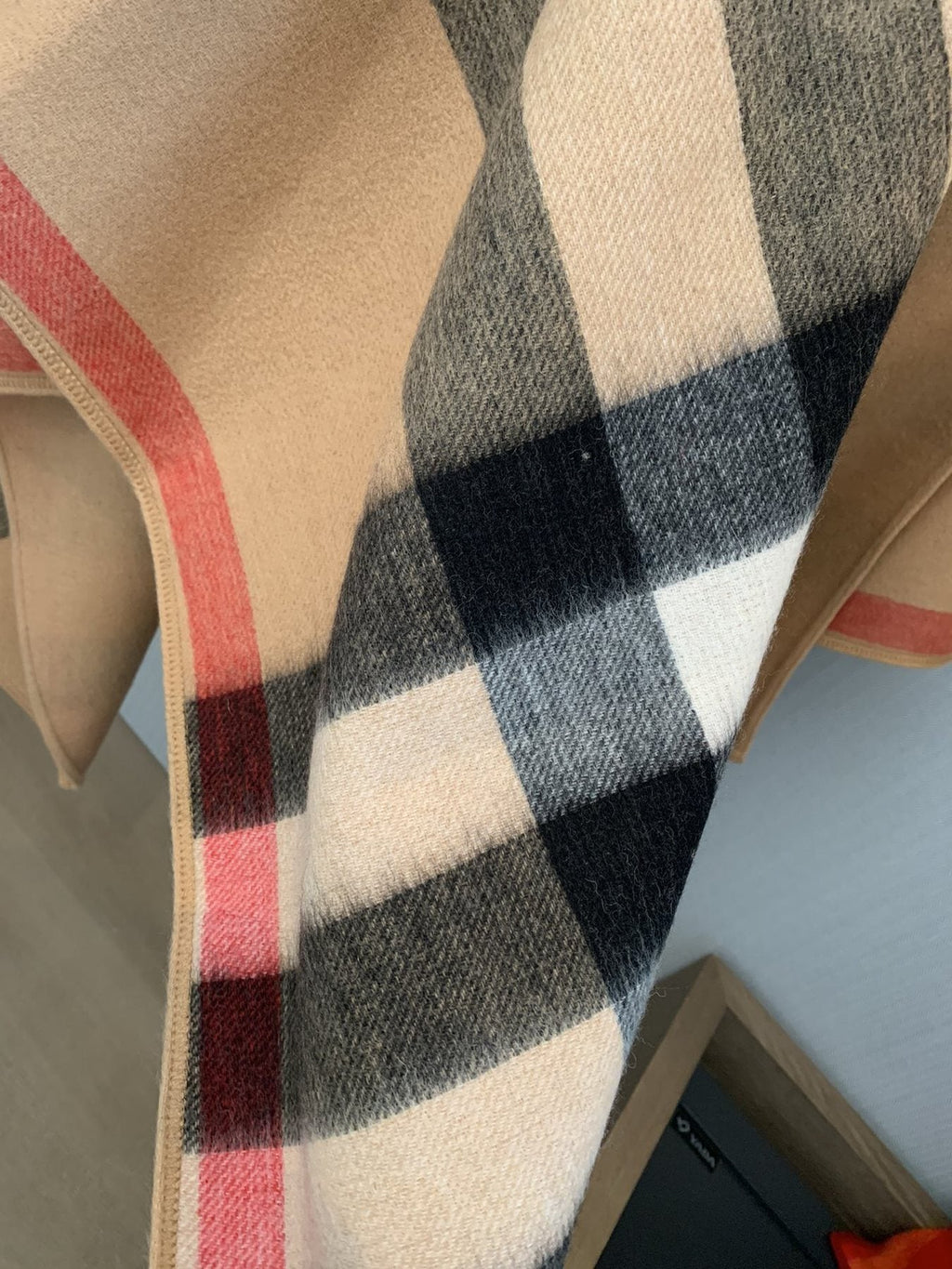 Burberry Checked Border Poncho Cape — detail