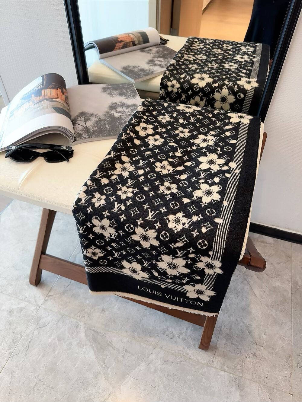 Louis Vuitton Floral Monogram Fringe Scarf — hero
