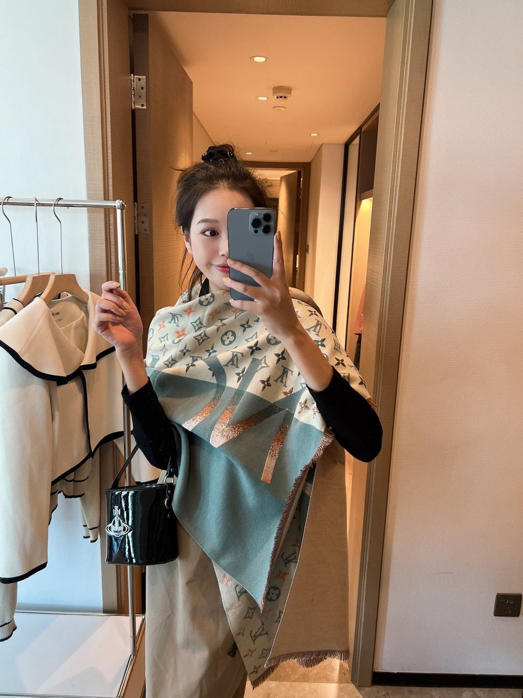 Louis Vuitton Patterned Long Scarf — model