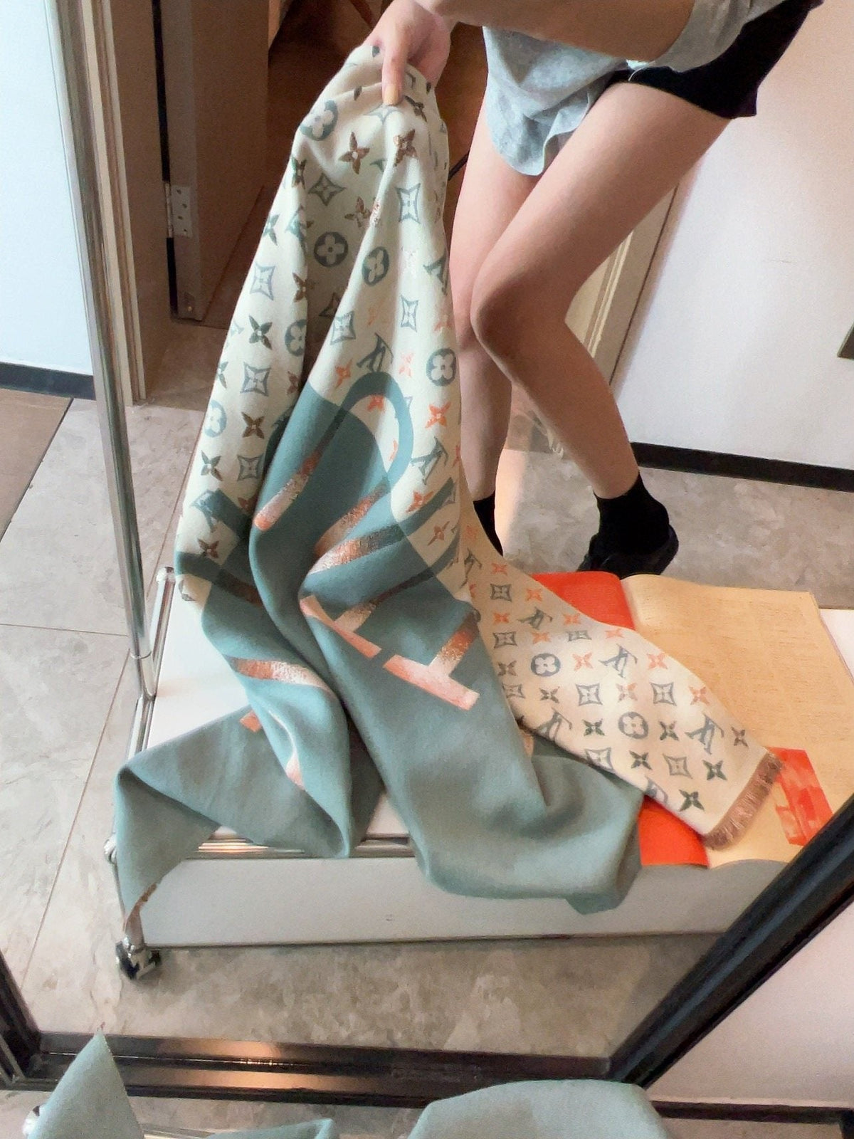 Louis Vuitton Patterned Long Scarf — model