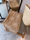 Gucci Camel Brown and Ivory Fringed Scarf — hero