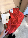 Burberry Red Plaid Hooded Scarf Shawl — hero