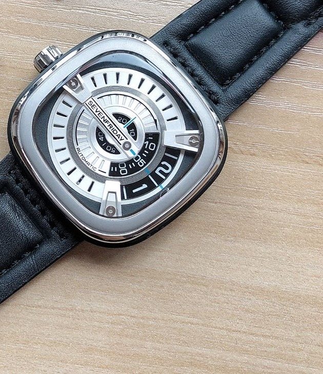 SEVENFRIDAY Black Leather Strap Watch — front
