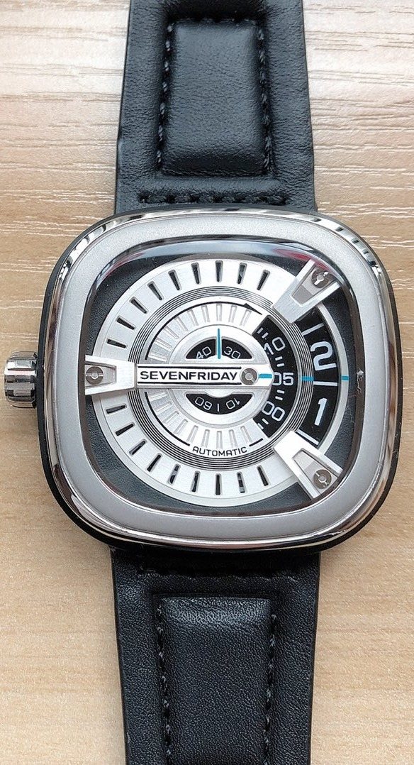 SEVENFRIDAY Black Leather Strap Watch — front