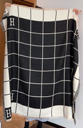 Hermès Black & Ivory Grid Square Scarf — hero