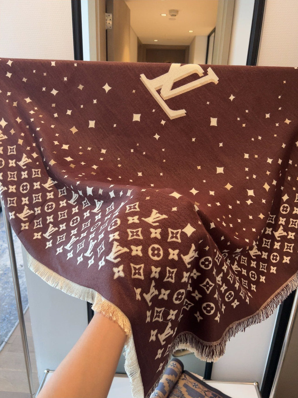 Louis Vuitton Brown Fringe Shawl — front